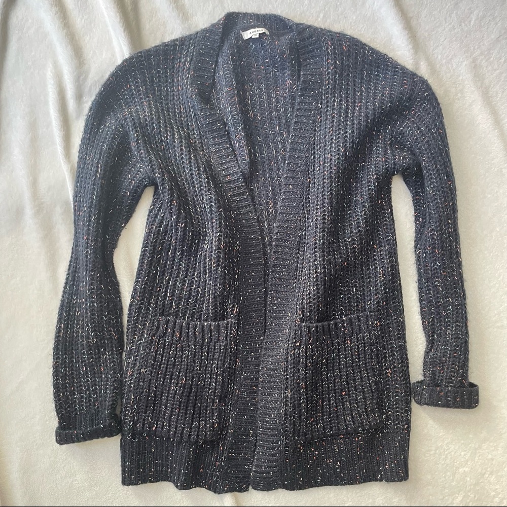 Womens cardigan duster navy with multicolor flecks M